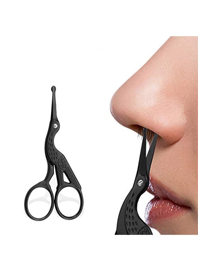 3.5" Rounded Tip Vintage Stork Scissors, Professional Stainless Steel with Black Titanium Coated, Cuticle Pedicure Beauty Grooming Scissors for Eyebrow, Facial Hair, Dry Skin, Nose Hair - Image 1